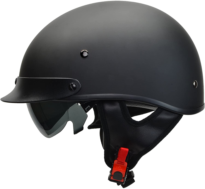 تصویر کلاه ایمنی موتورسیکلت مدل  نیمه ایمنی یا هالف مشکی رنگ